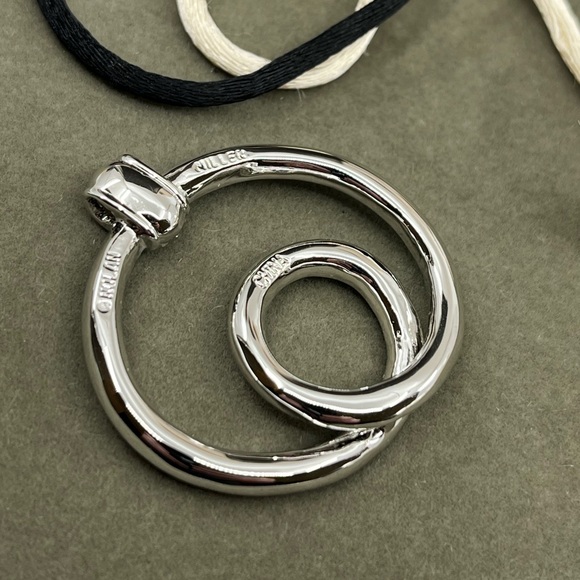 Nolan Miller Pave Circle Pendant Necklace Set – 16", 4 Cords, Box & Certificate - Picture 8 of 12